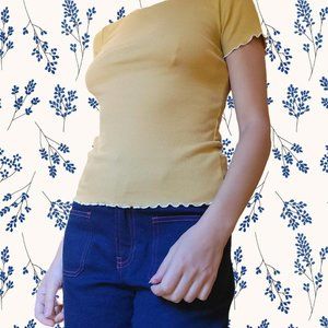 Yellow baby tee shirt from target no stains or rips, ribbed material size small